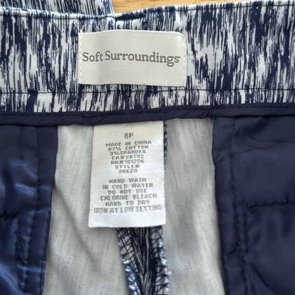 Soft Surroundings women’s Blue White Ankle Cropped size‎ 8 petite cotton spandex - Picture 3 of 9